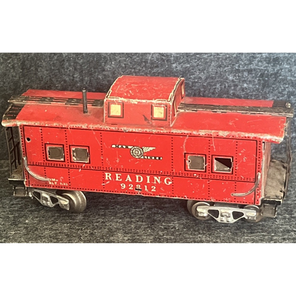 Vintage MARX MAR LINES Tin Model Train #92812 READING RR O GAUGE Caboose Car
